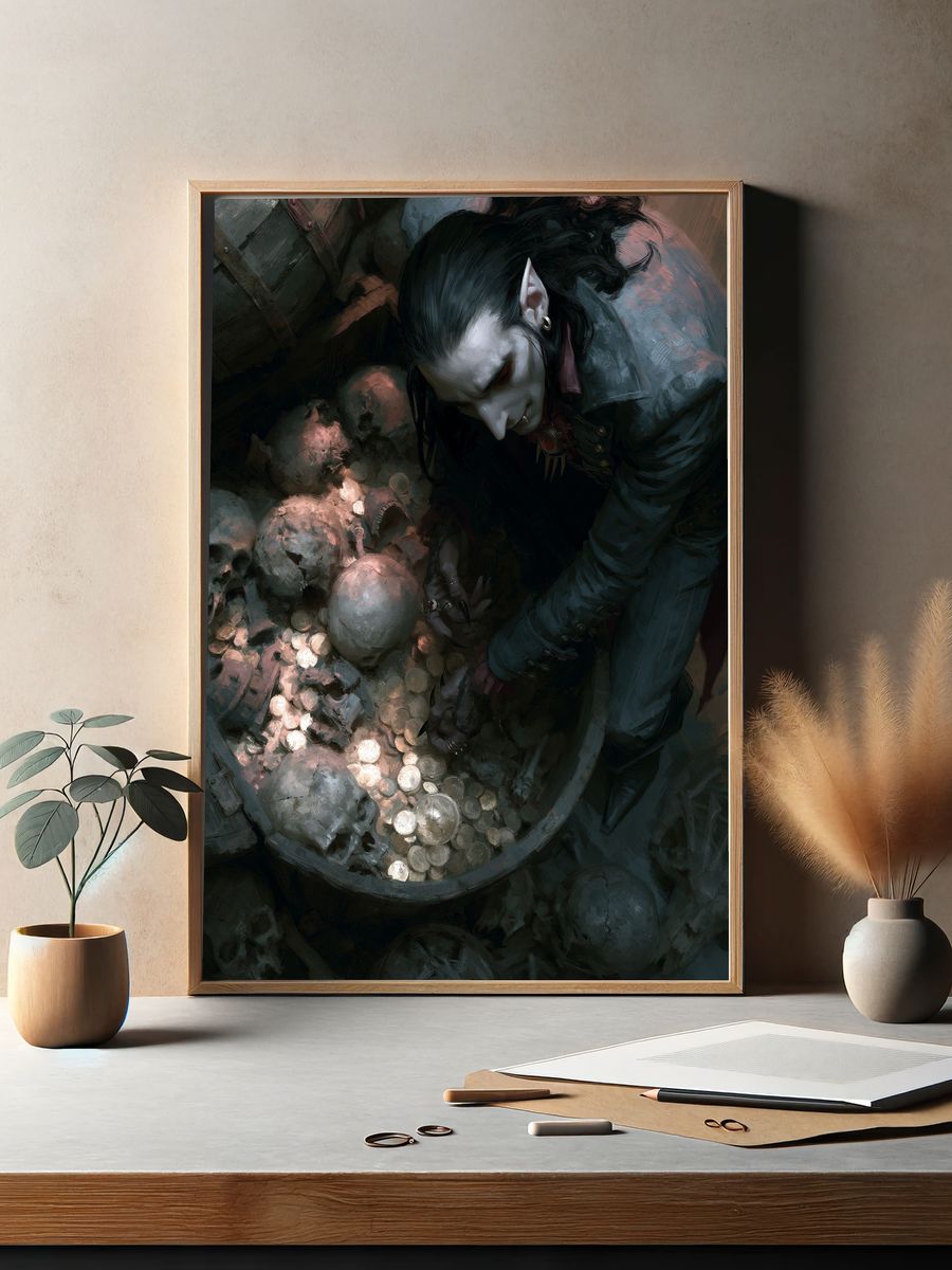 Vampire Treasure Hoard Illustration Poster. — room view 2