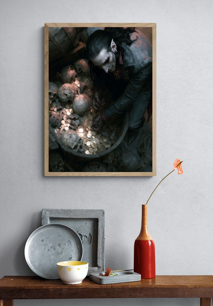 Vampire Treasure Hoard Illustration Poster. — room view 3