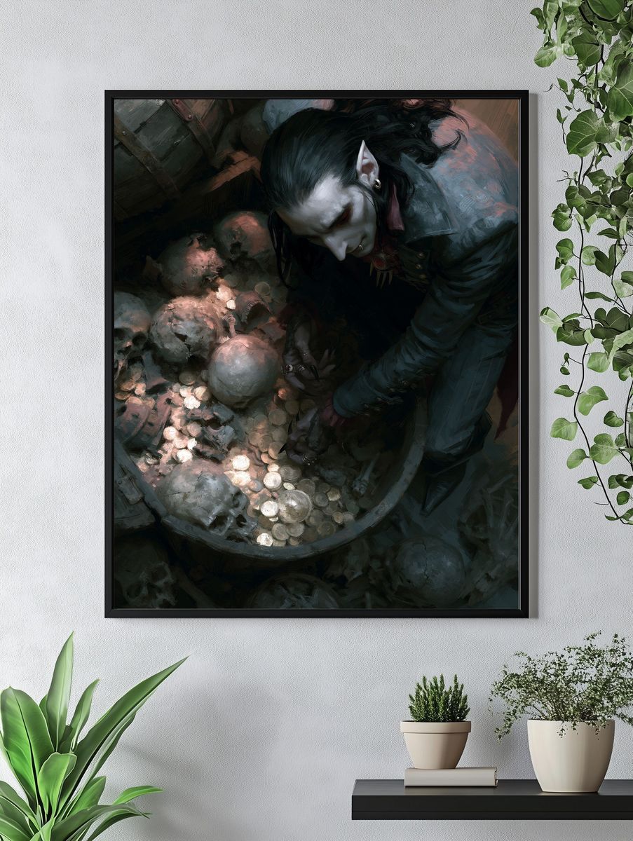 Vampire Treasure Hoard Illustration Poster. — room view 4