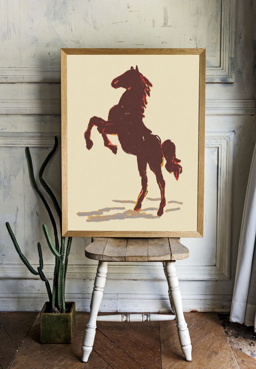 Rearing Horse Vintage Print room preview