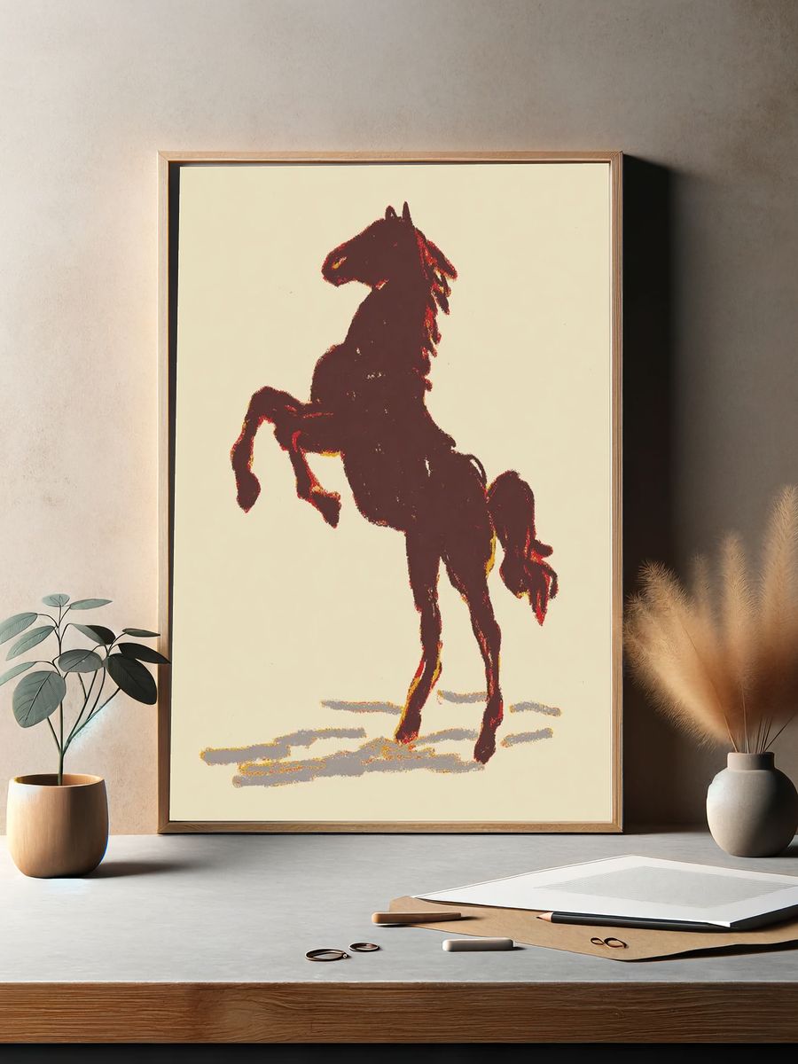 Rearing Horse Vintage Print. — room view 2