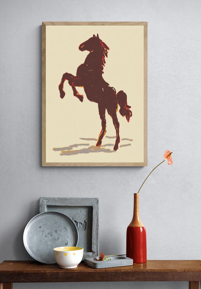 Rearing Horse Vintage Print. — room view 3
