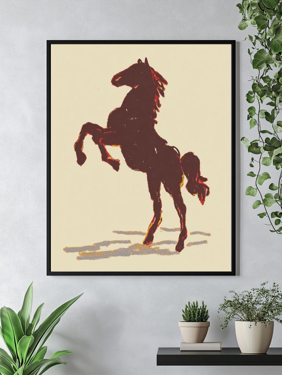 Rearing Horse Vintage Print. — room view 4