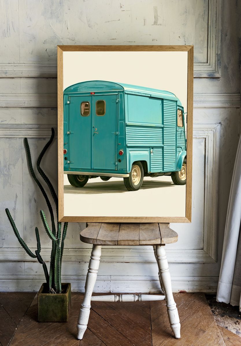 Vintage Blue Delivery Van Poster. room preview