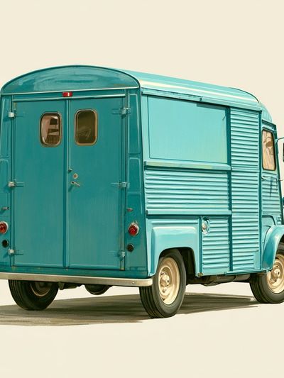 Vintage Blue Delivery Van Poster.