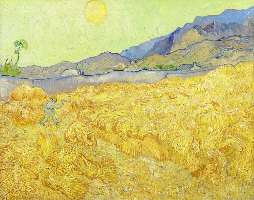Van Gogh's Wheatfield reaper (1889). poster — fine-art art