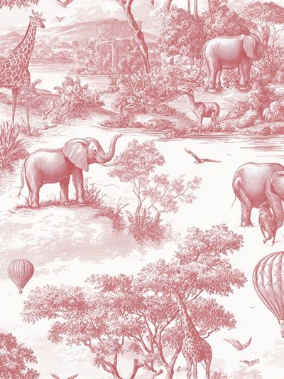 Safari Animals in Pink — Vintage Print. poster