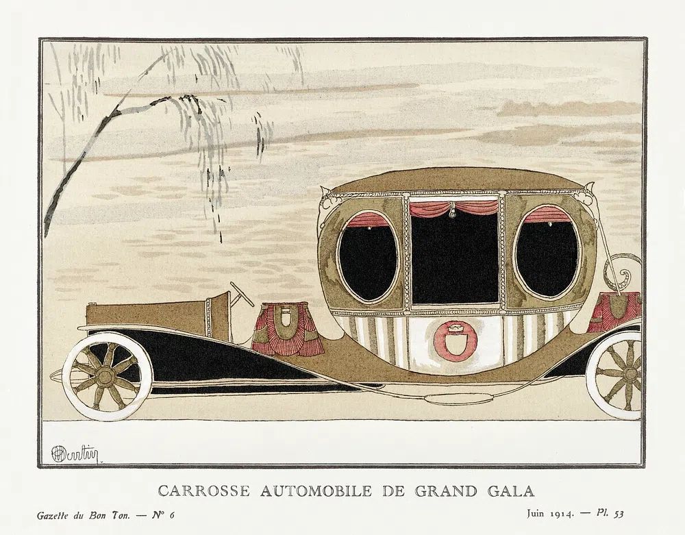 Carrosse Automobile de Grand Gala — Vintage Print. poster — vintage art