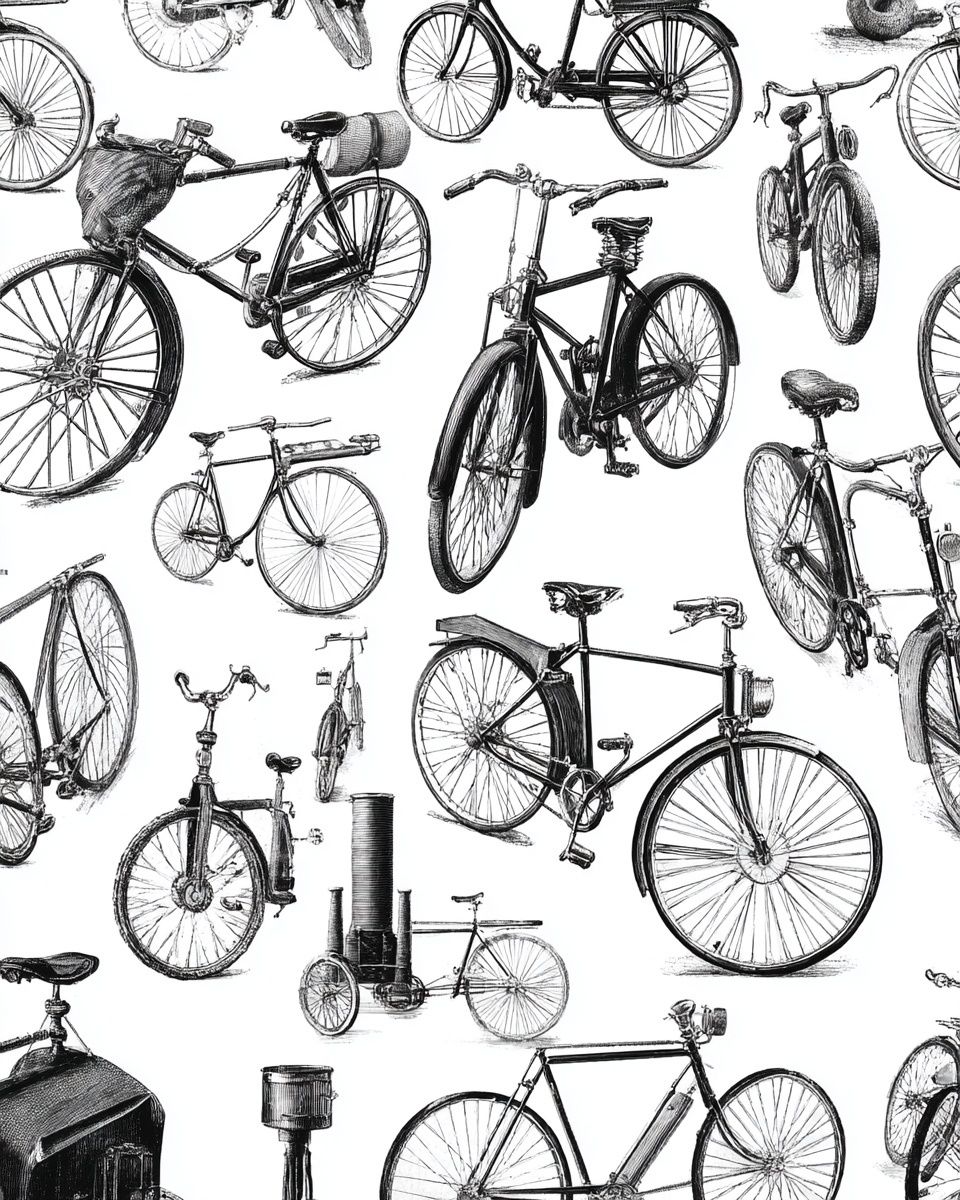 Vintage Bicycle Illustration Poster. poster detail