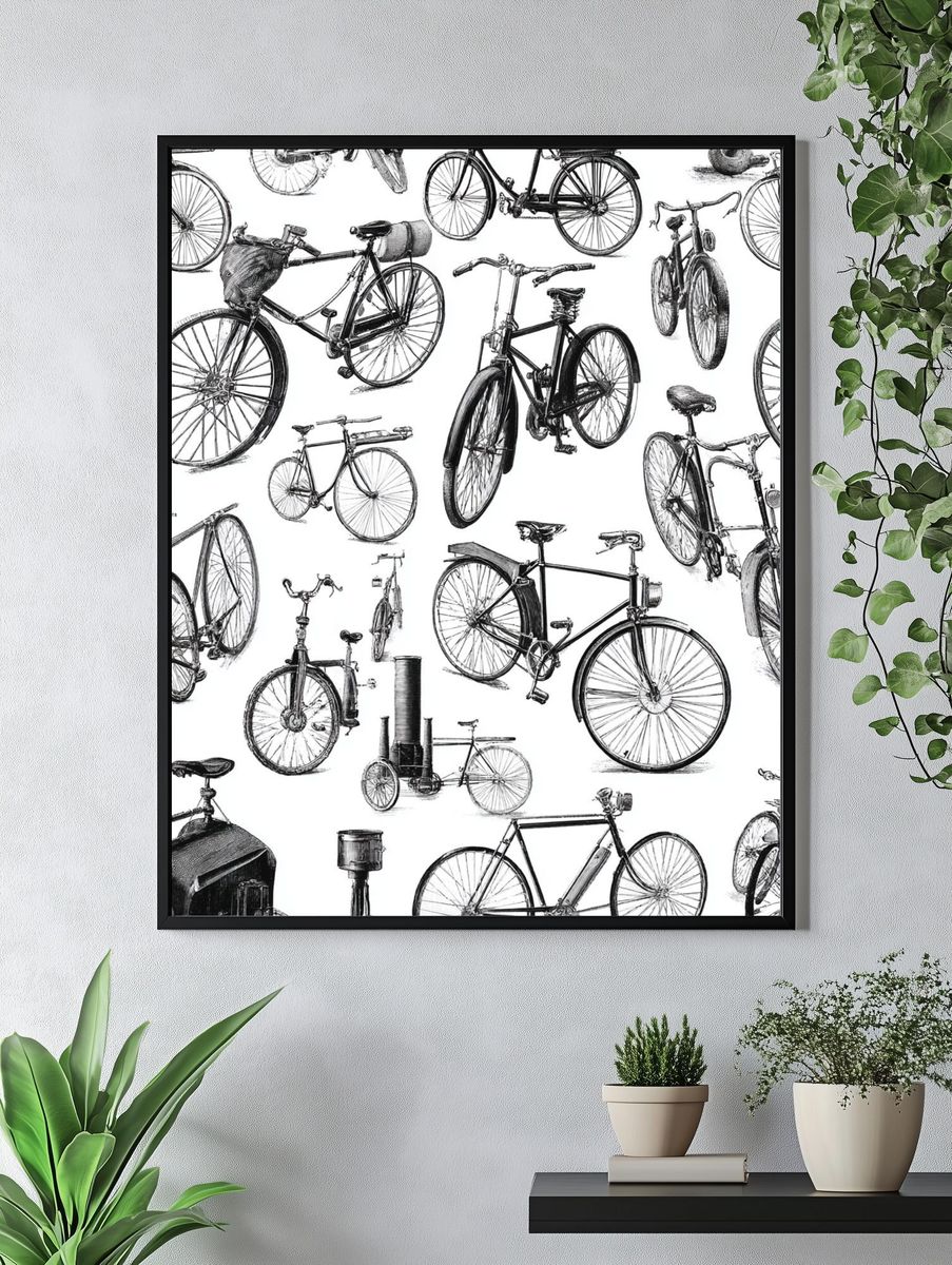Vintage Bicycle Illustration Poster. — room view 4