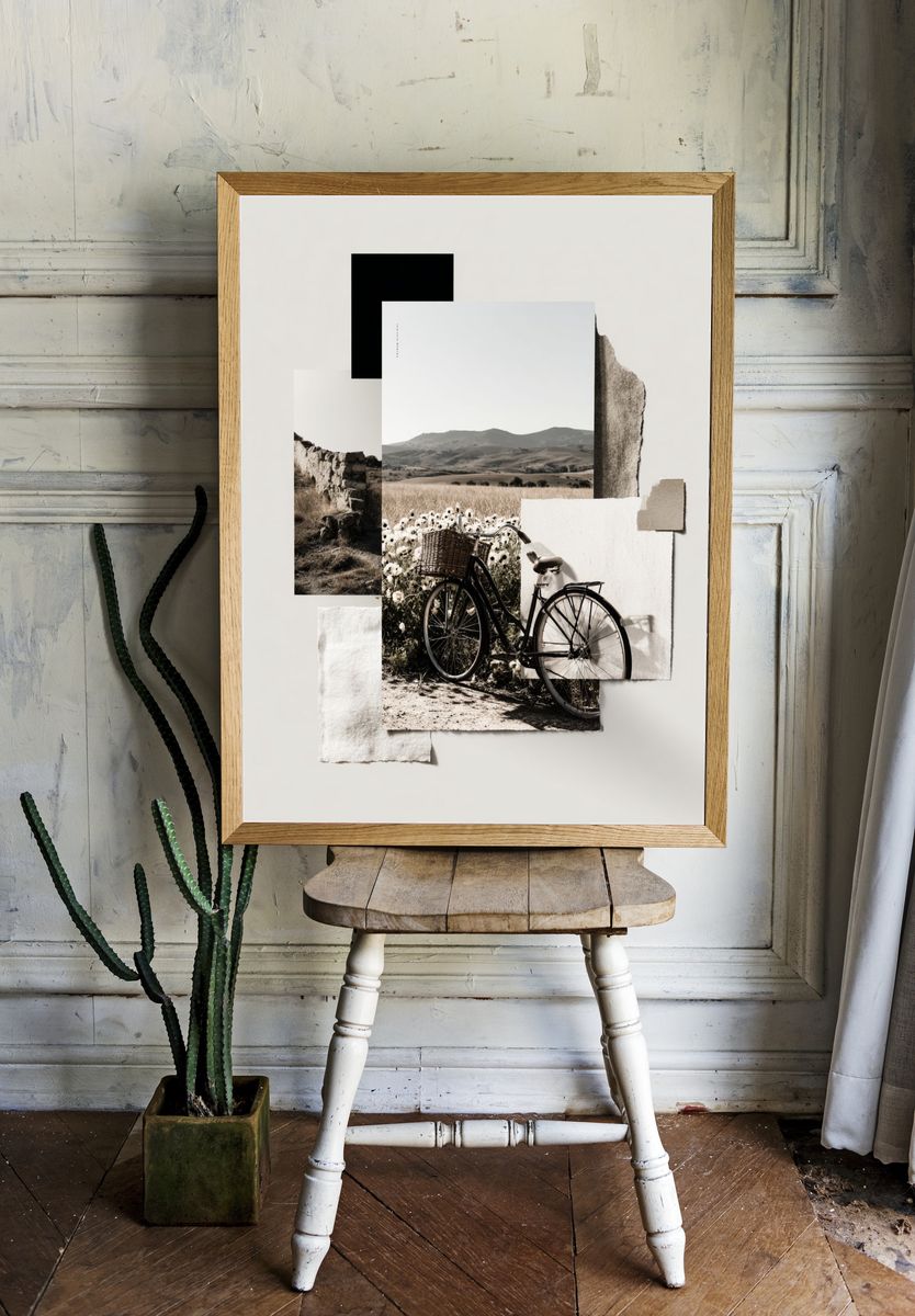 Vintage Bicycle in Nature — Minimalist Print. — room view 1