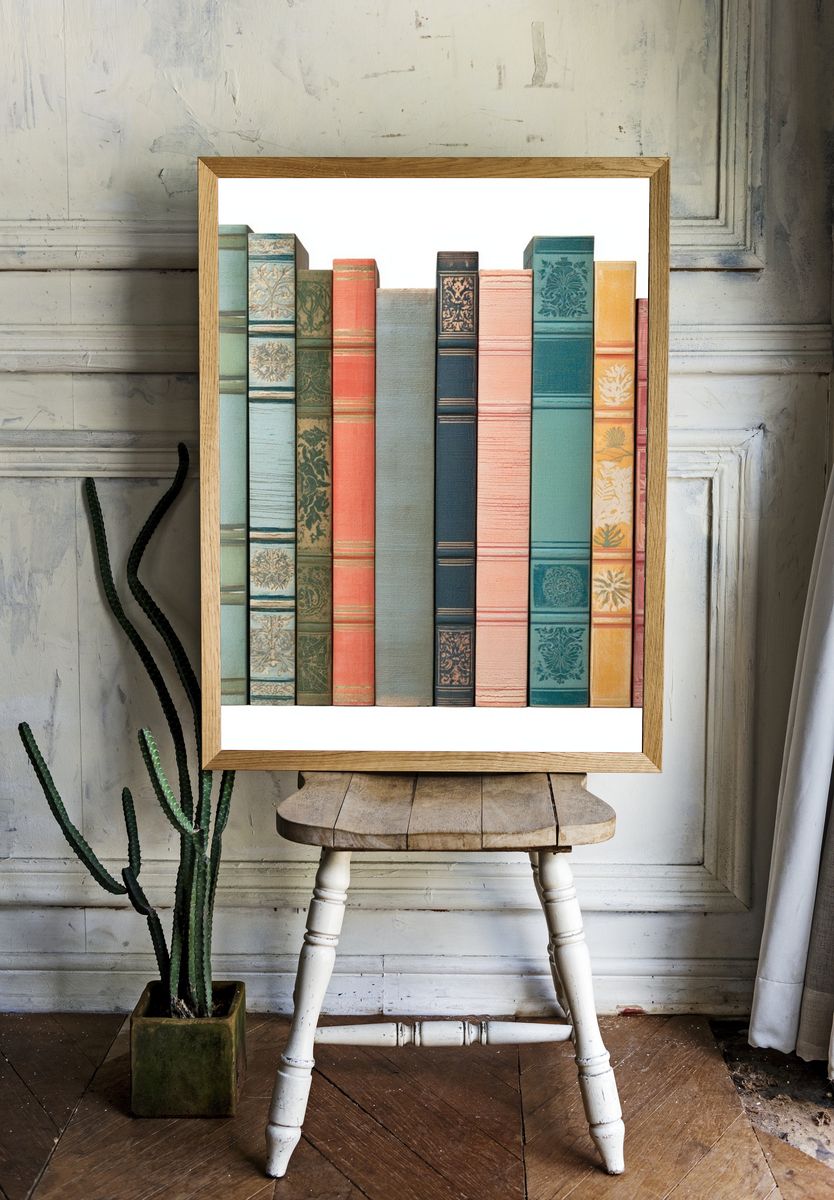 Vintage Book Spines Poster. room preview