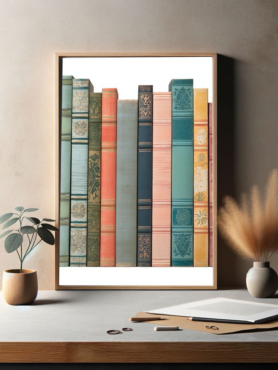 Vintage Book Spines Poster. — room view 2