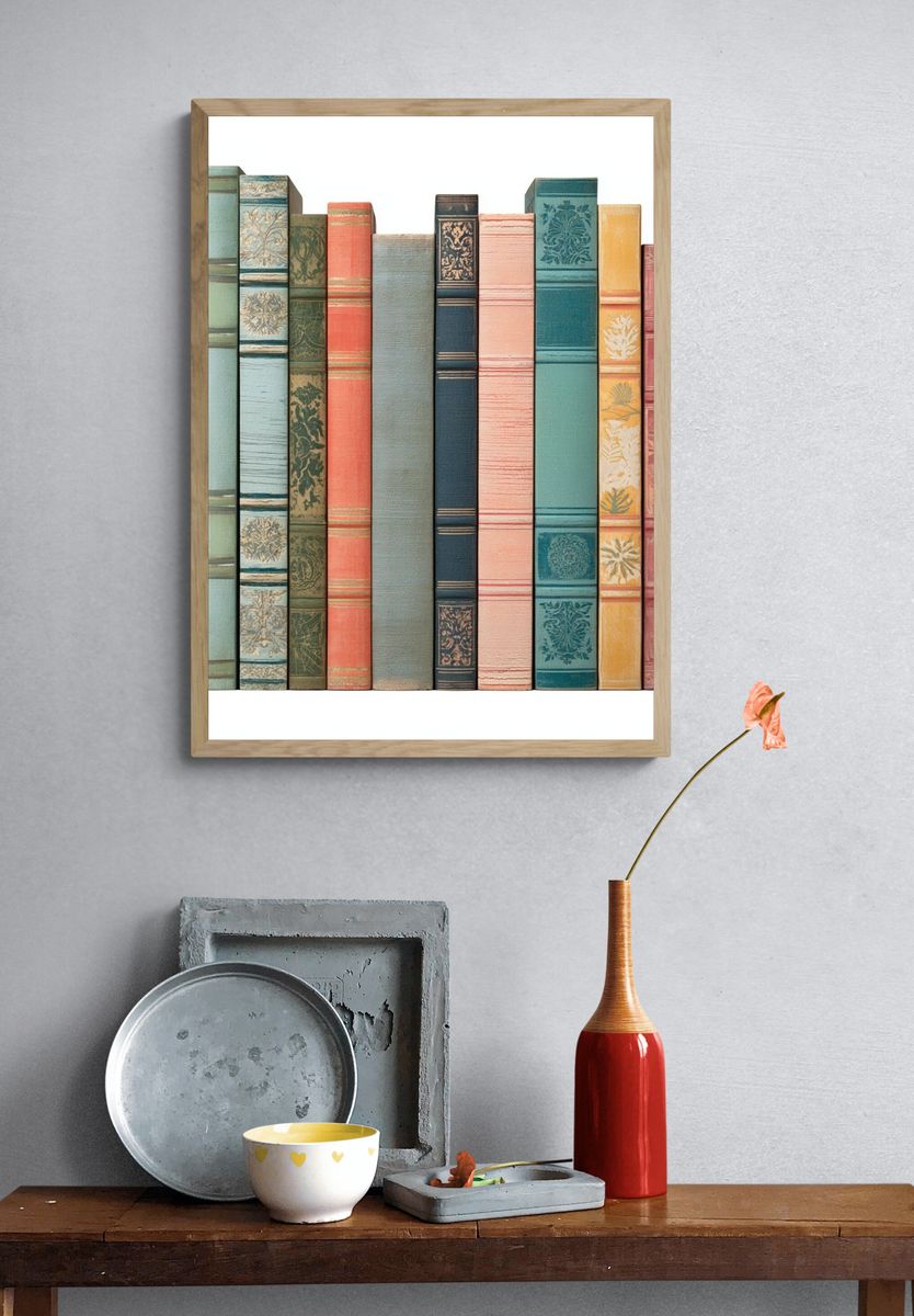 Vintage Book Spines Poster. — room view 3