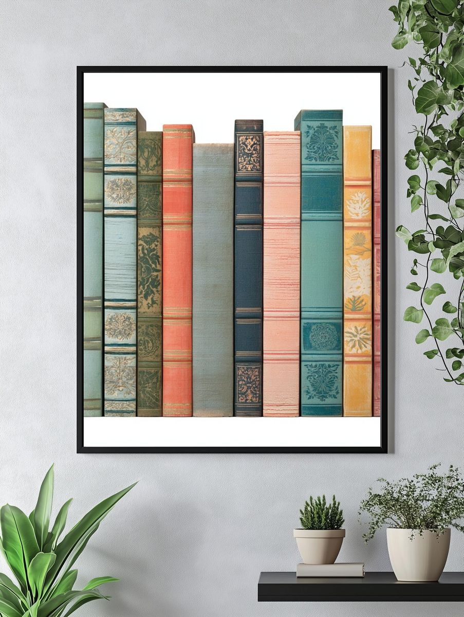 Vintage Book Spines Poster. — room view 4
