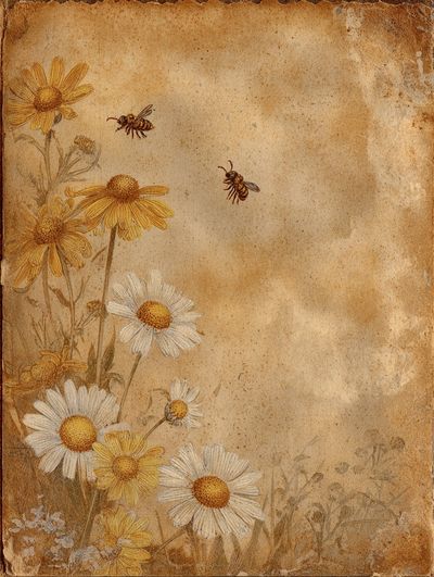 Wildflowers and Bees — Vintage Print. poster