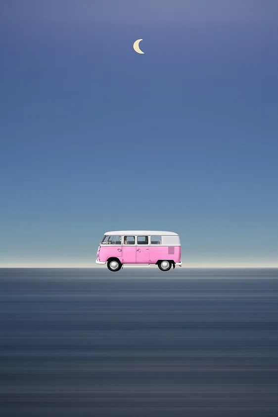 Pink VW Bus — Minimalist Print. poster — photography art
