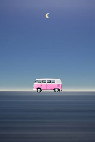 Pink VW Bus — Minimalist Print. poster
