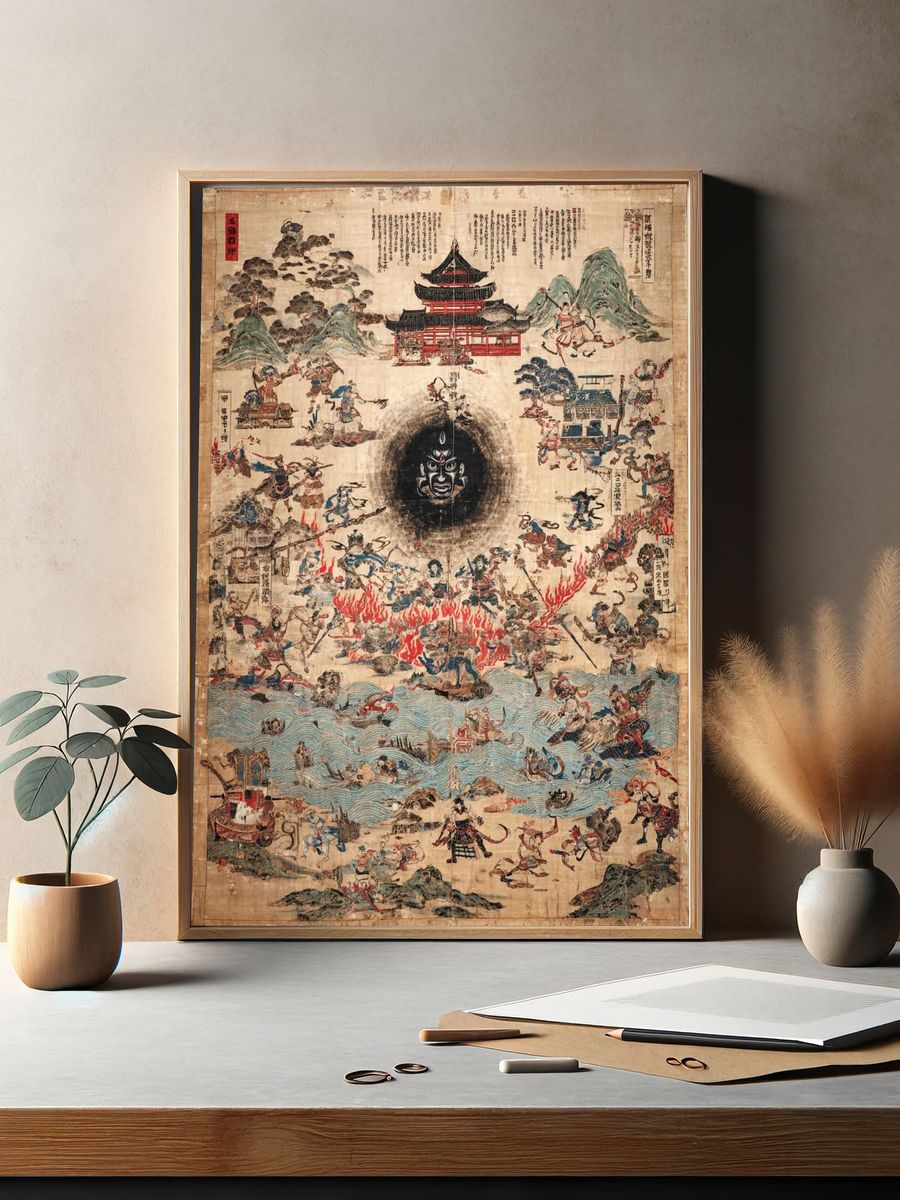 Mythical Battle Scene — Vintage Print. — room view 2