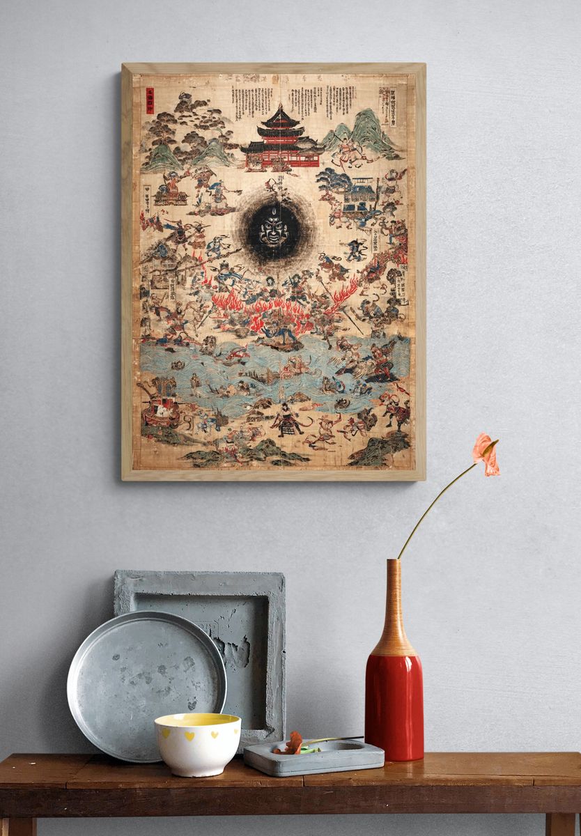 Mythical Battle Scene — Vintage Print. — room view 3