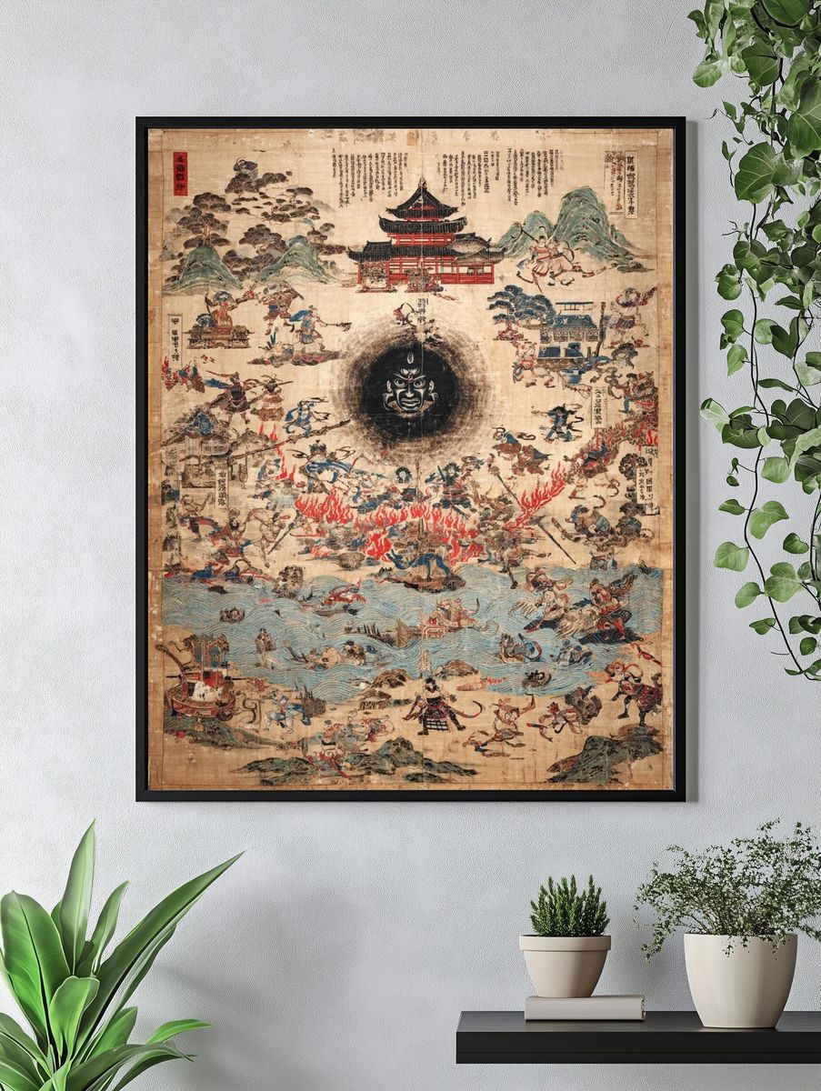 Mythical Battle Scene — Vintage Print. — room view 4