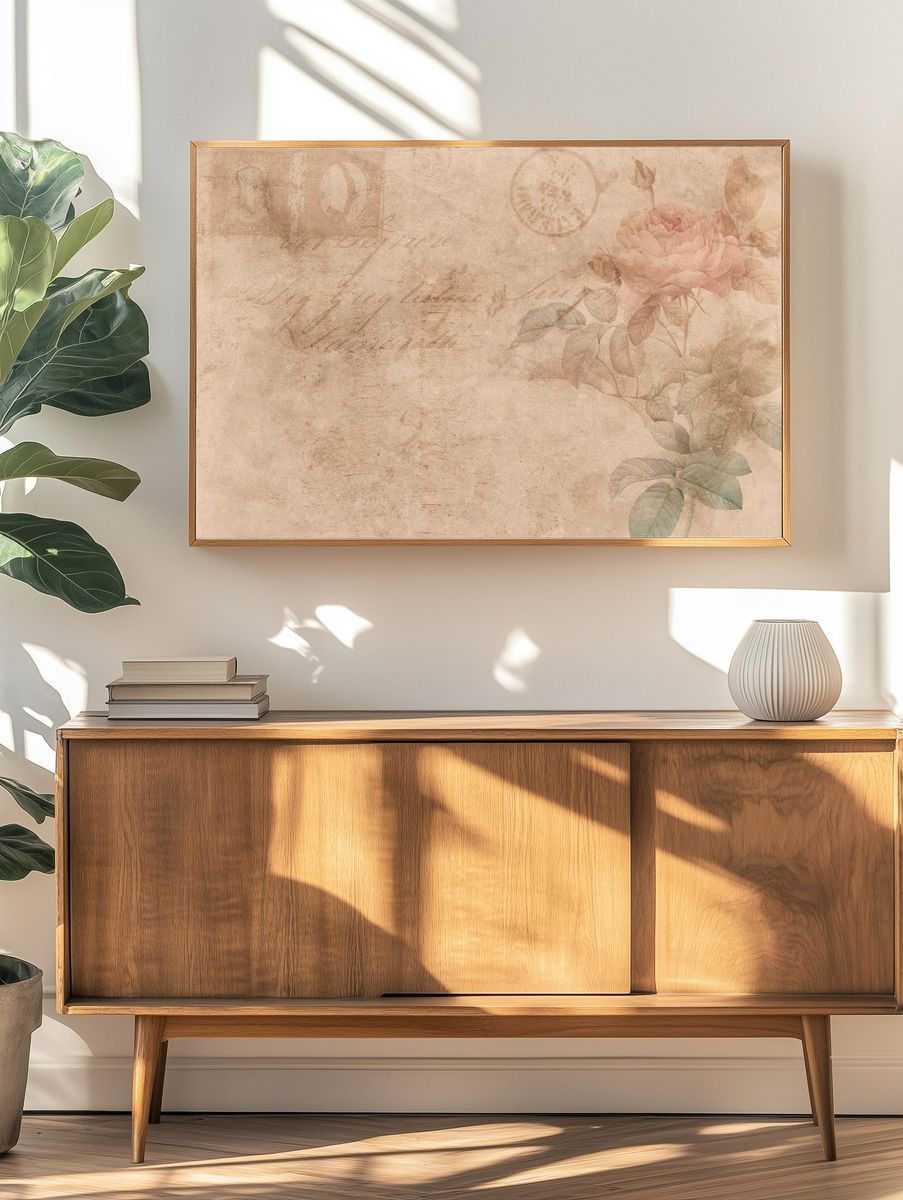 Vintage Rose Botanical Poster. — room view 3