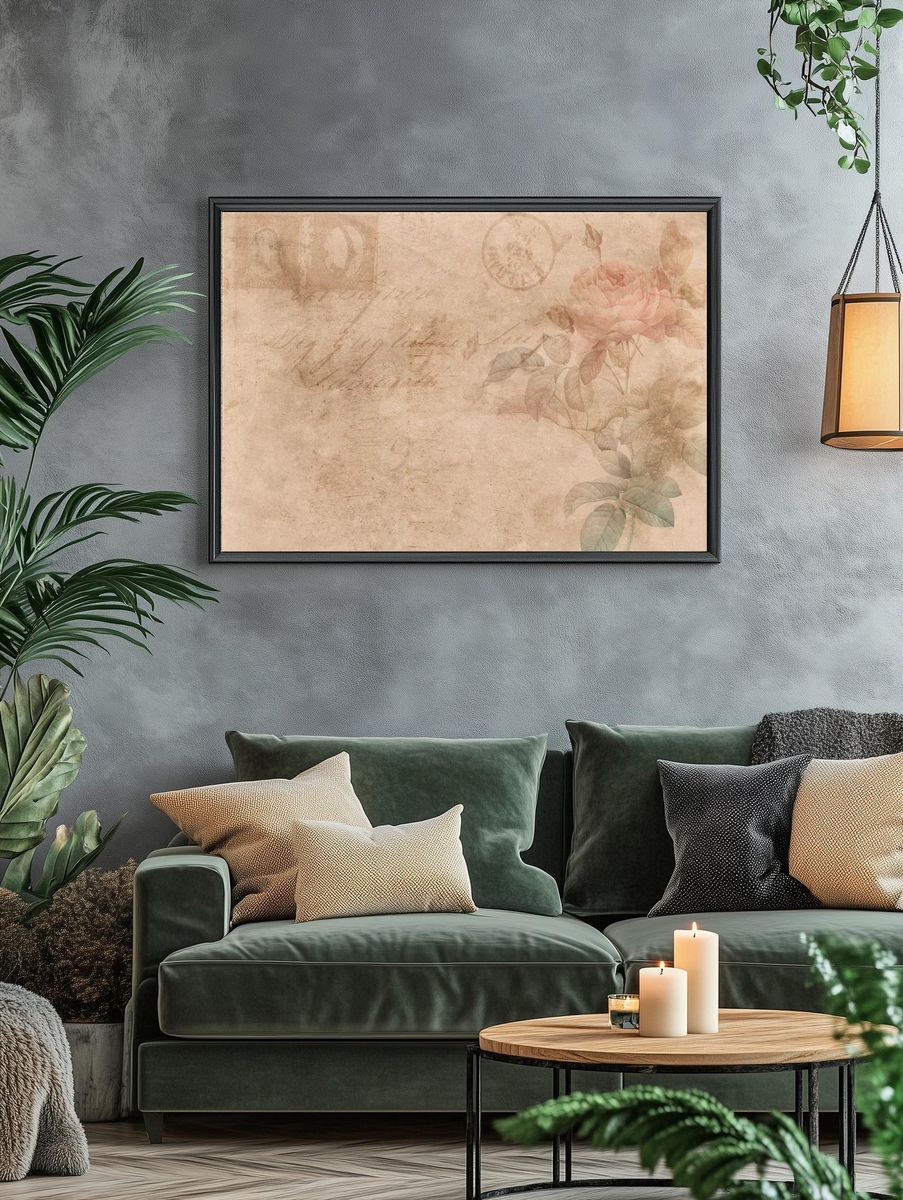 Vintage Rose Botanical Poster. — room view 4