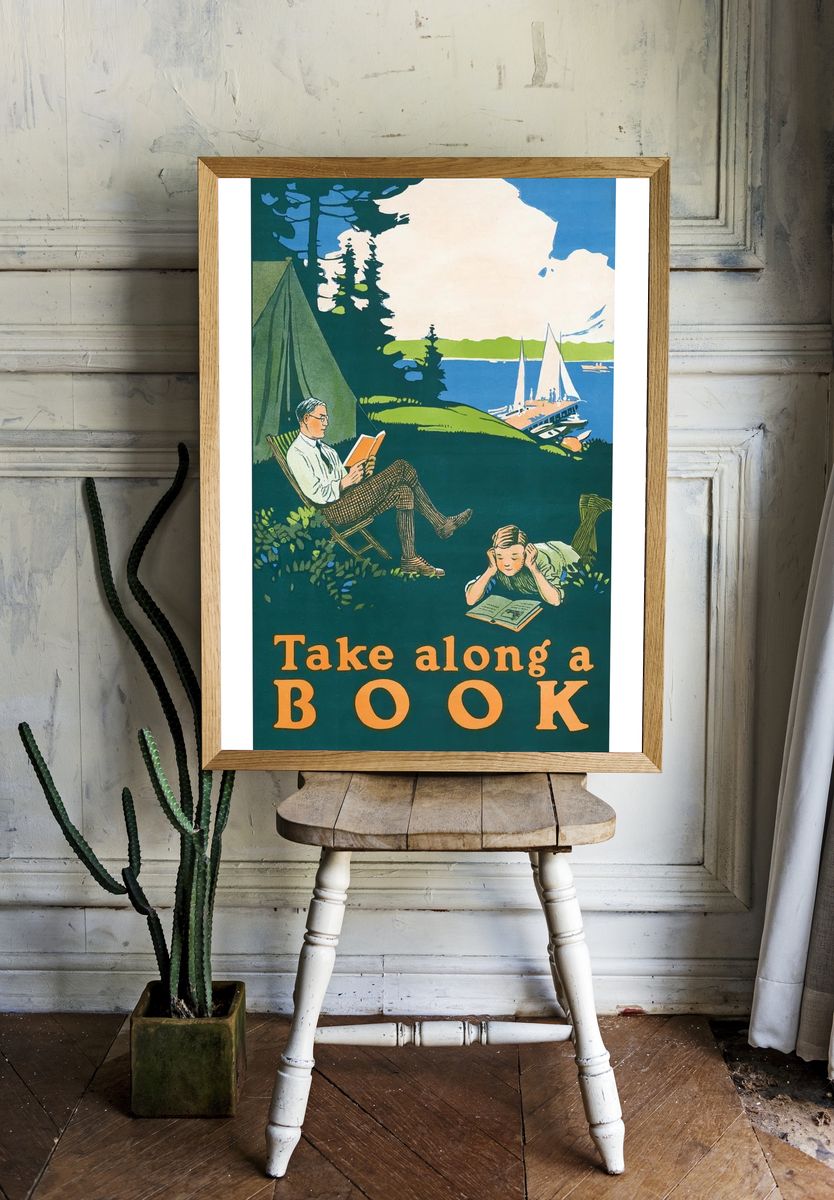 Take Along a Book — Vintage Print. — room view 1