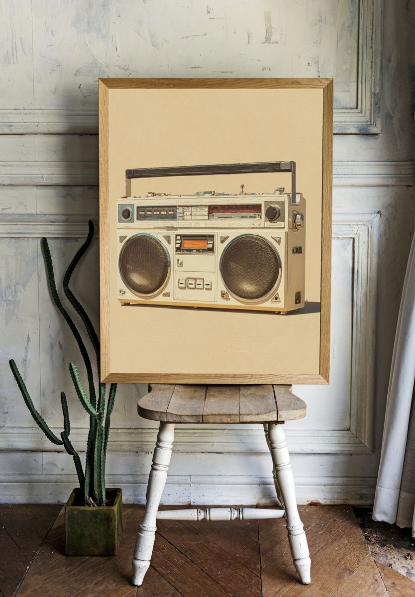 Vintage Boombox — Retro Print room preview
