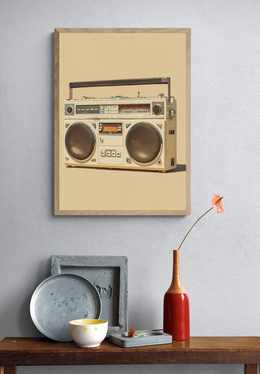 Vintage Boombox — Retro Print. — room view 3