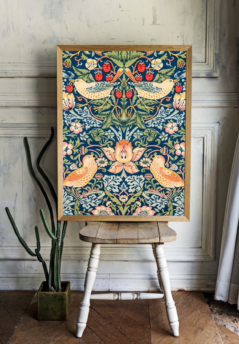 Floral and Bird Pattern — Vintage Print room preview