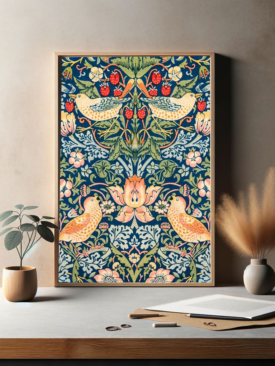 Floral and Bird Pattern — Vintage Print. — room view 2