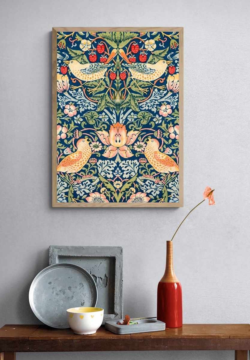 Floral and Bird Pattern — Vintage Print. — room view 3