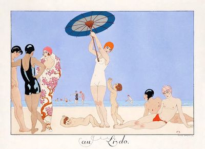 Beach Scene — Vintage Print. poster
