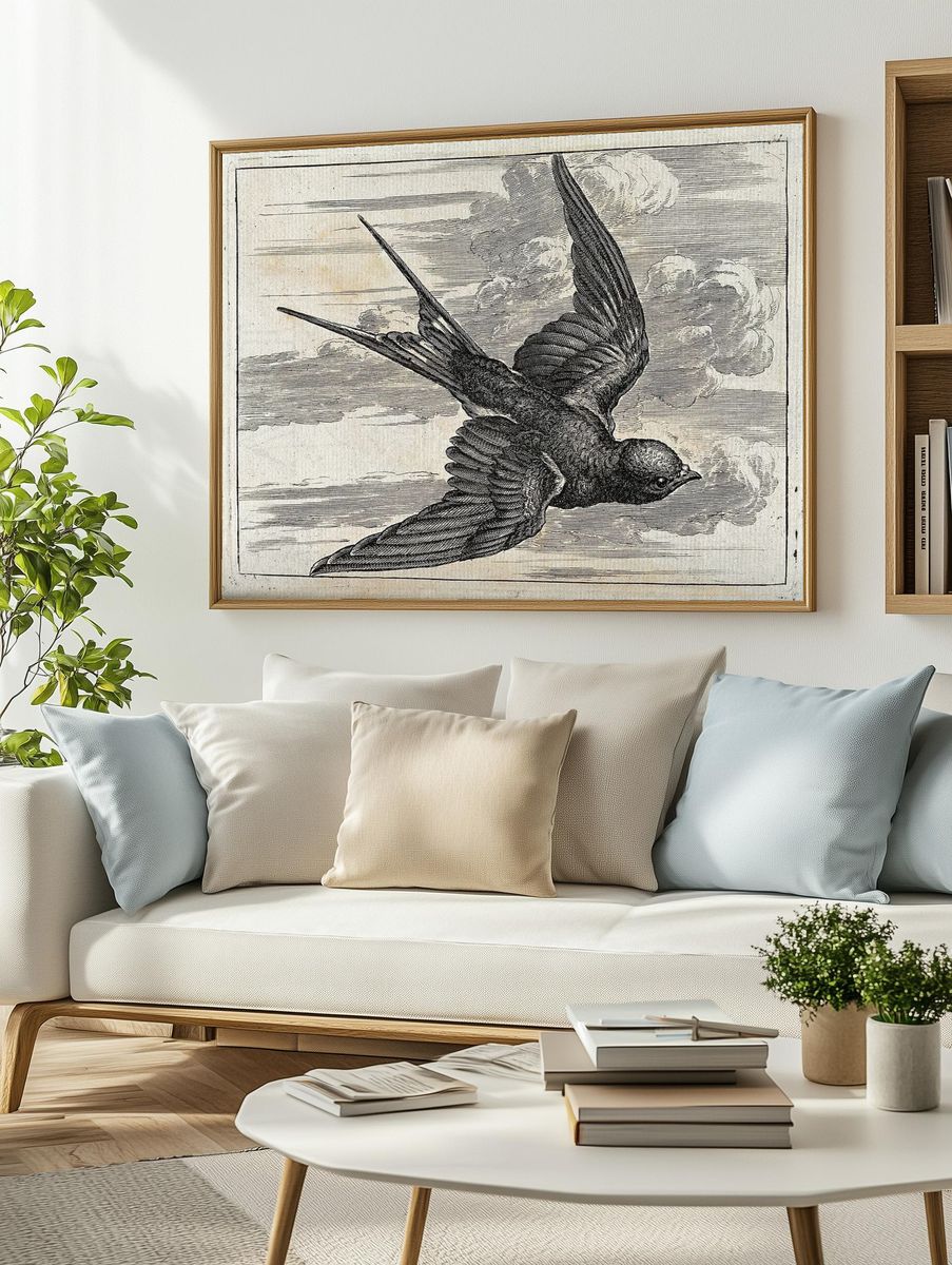 Flying Bird — Vintage Print. — room view 2