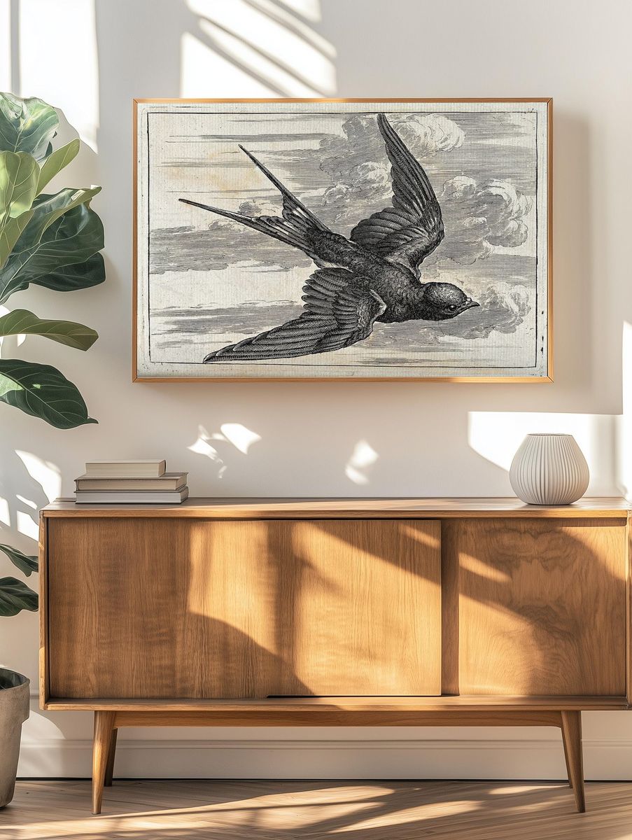 Flying Bird — Vintage Print. — room view 3