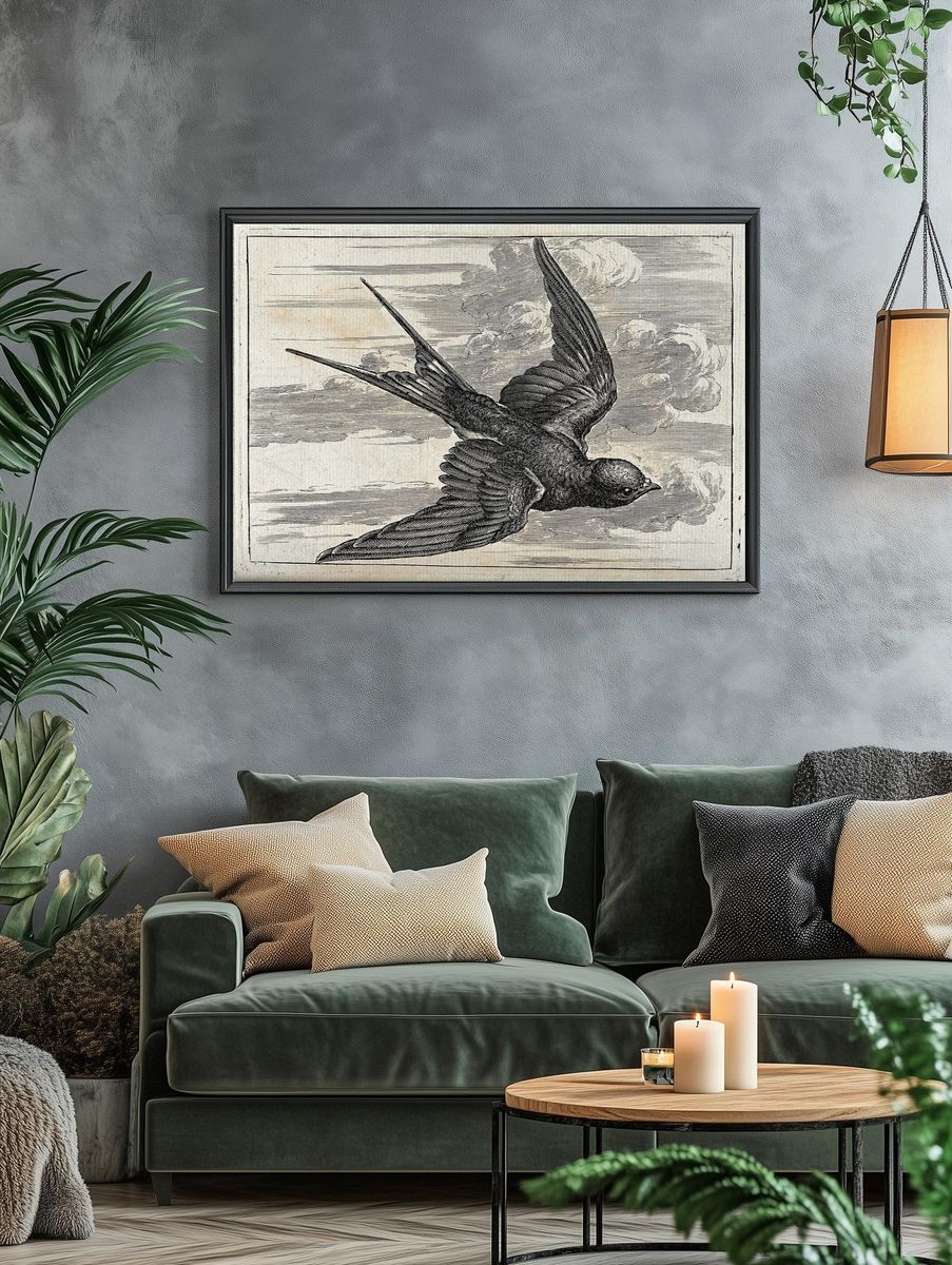 Flying Bird — Vintage Print. — room view 4