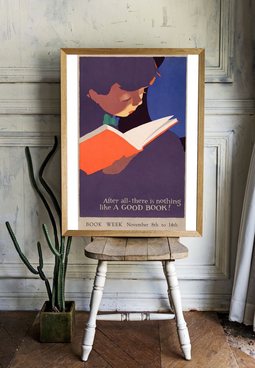 A Good Book — Vintage Print. — room view 1