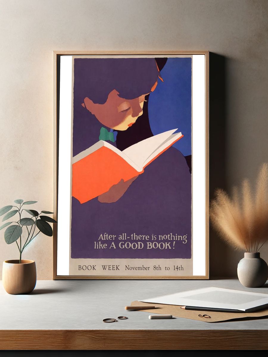 A Good Book — Vintage Print. — room view 2