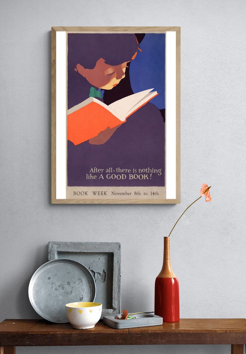 A Good Book — Vintage Print. — room view 3