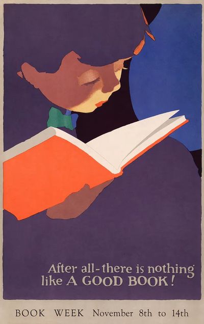 A Good Book — Vintage Print
