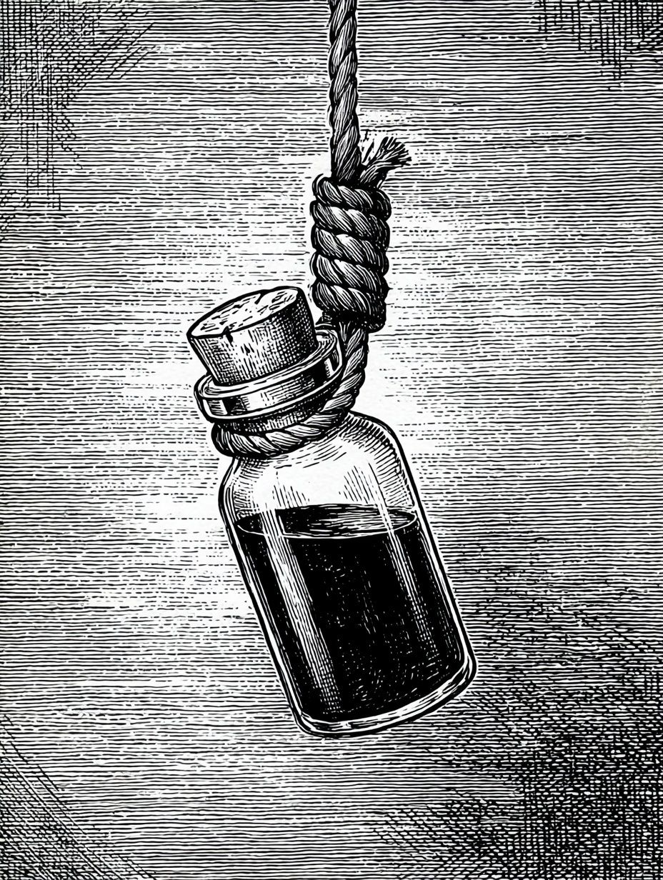 Hanging Bottle — Vintage Print. poster detail