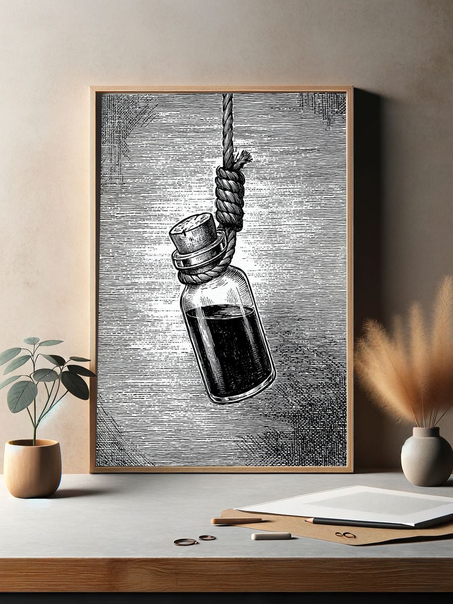 Hanging Bottle — Vintage Print. — room view 2