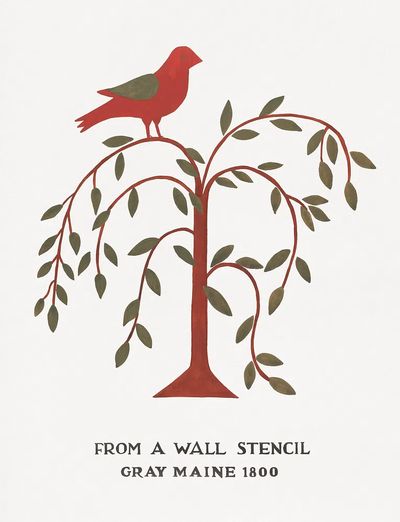Red Bird on Tree — Vintage Print. poster