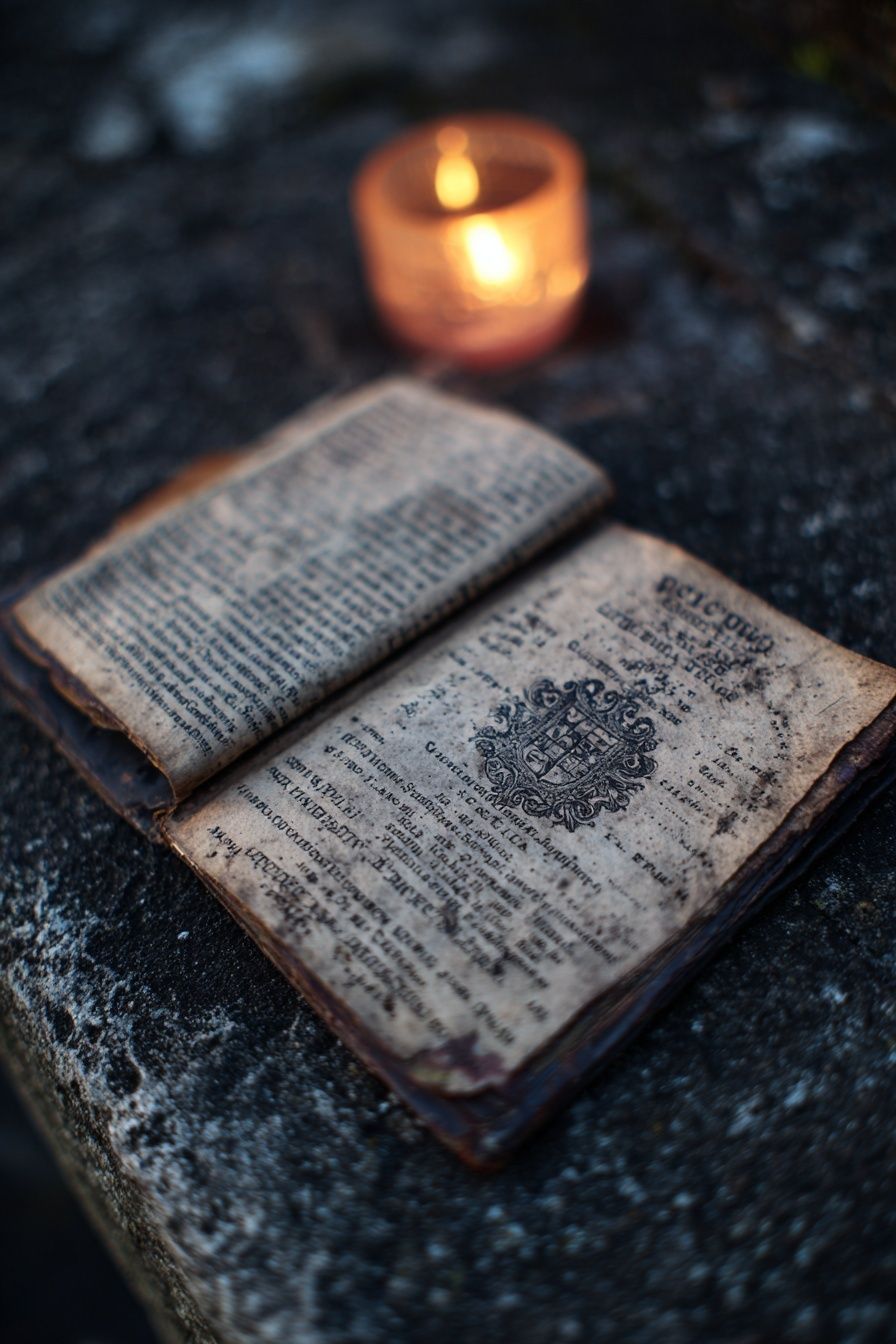 Vintage Book with Candlelight — Photography Print. poster detail