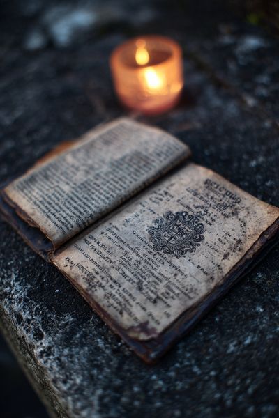 Vintage Book with Candlelight — Photography Print. poster print