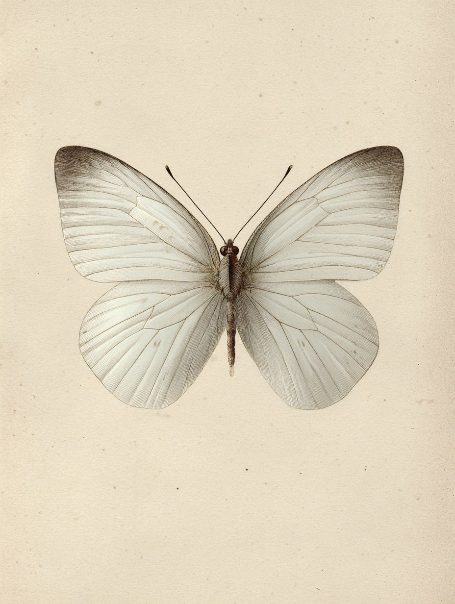 White Butterfly — Vintage Print. poster detail