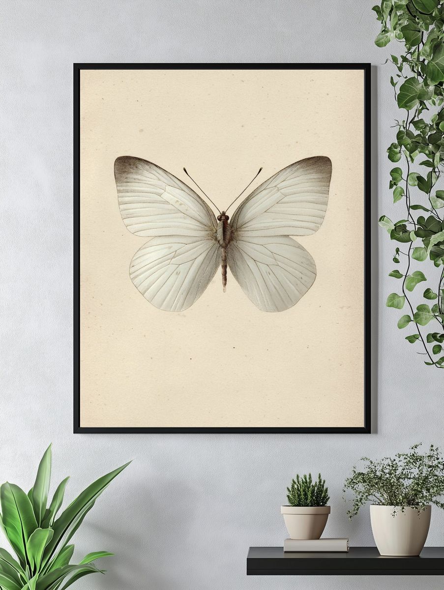 White Butterfly — Vintage Print. — room view 4