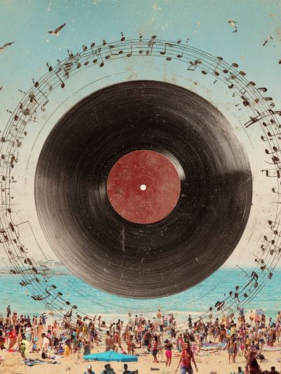 Vinyl Beach Dreamscape Print. poster