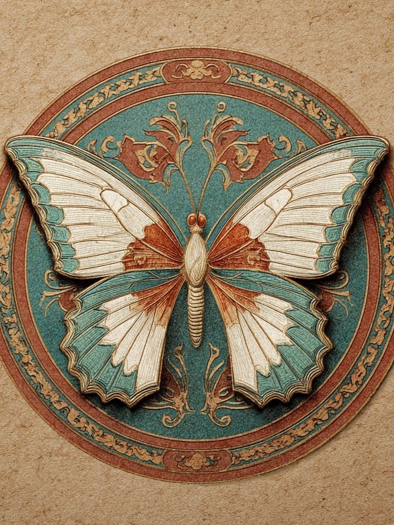 Vintage Butterfly Emblem Poster. poster detail